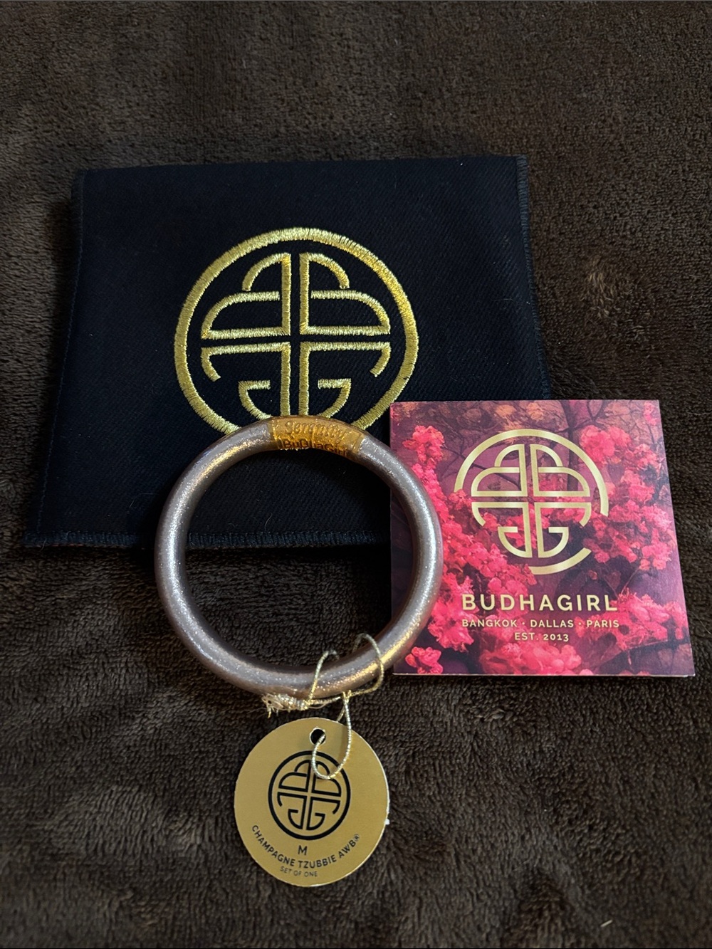BudhaGirl Champagne Tzuzbie Bangle Bracelet - Champagne size medium